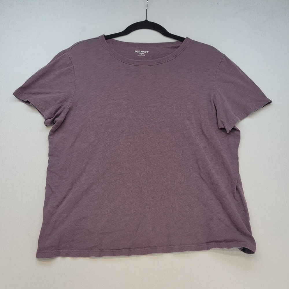 Old Navy T-Shirt Womens Large Purple Everywear Slub Knit Crew Neck Tee